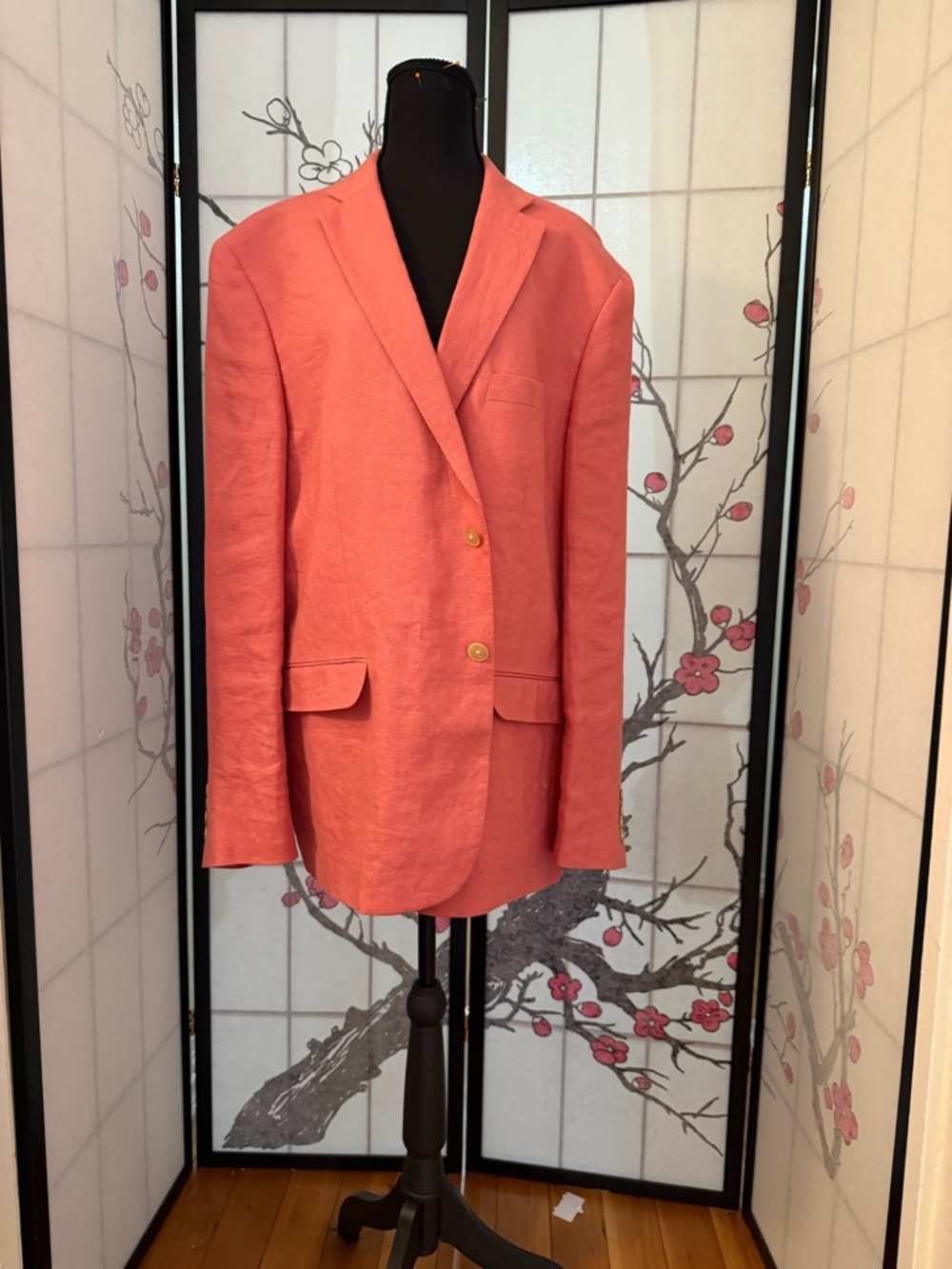 Ralph Lauren Coral Linen Jacket with Paisley Lining